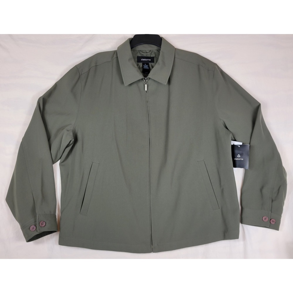 Claiborne Mens Olive Green Full Zip Harrington Jacket XL MERU0927 Q004 NWT